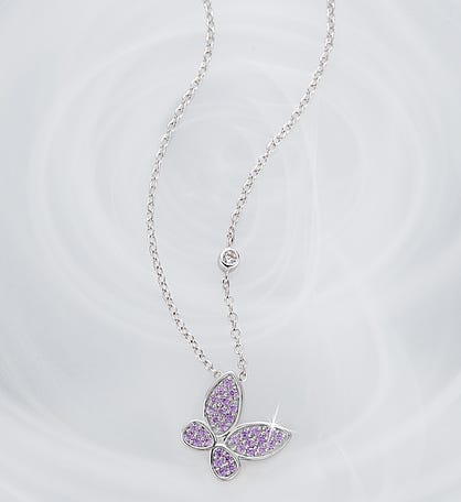 Crislu® Purple Butterfly Necklace